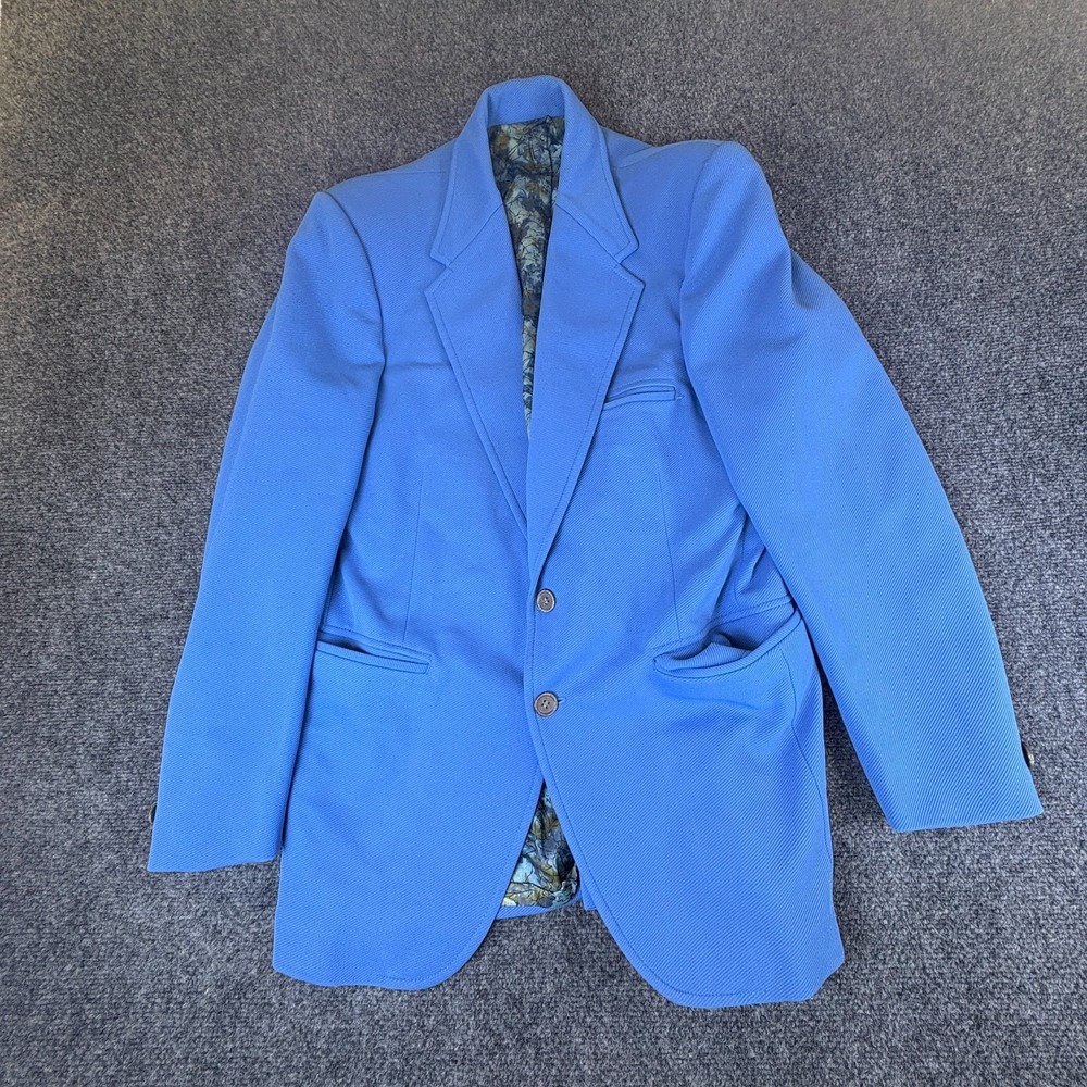 Vintage 70s Western Blazer Mens 40 Blue Excellent Textured Psychedelic Lining